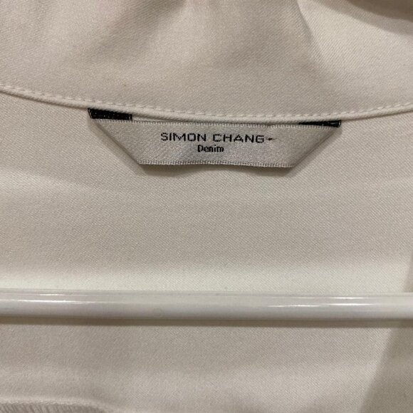 Simon Chang White Jean Jacket Size 16 - Picture 6 of 8